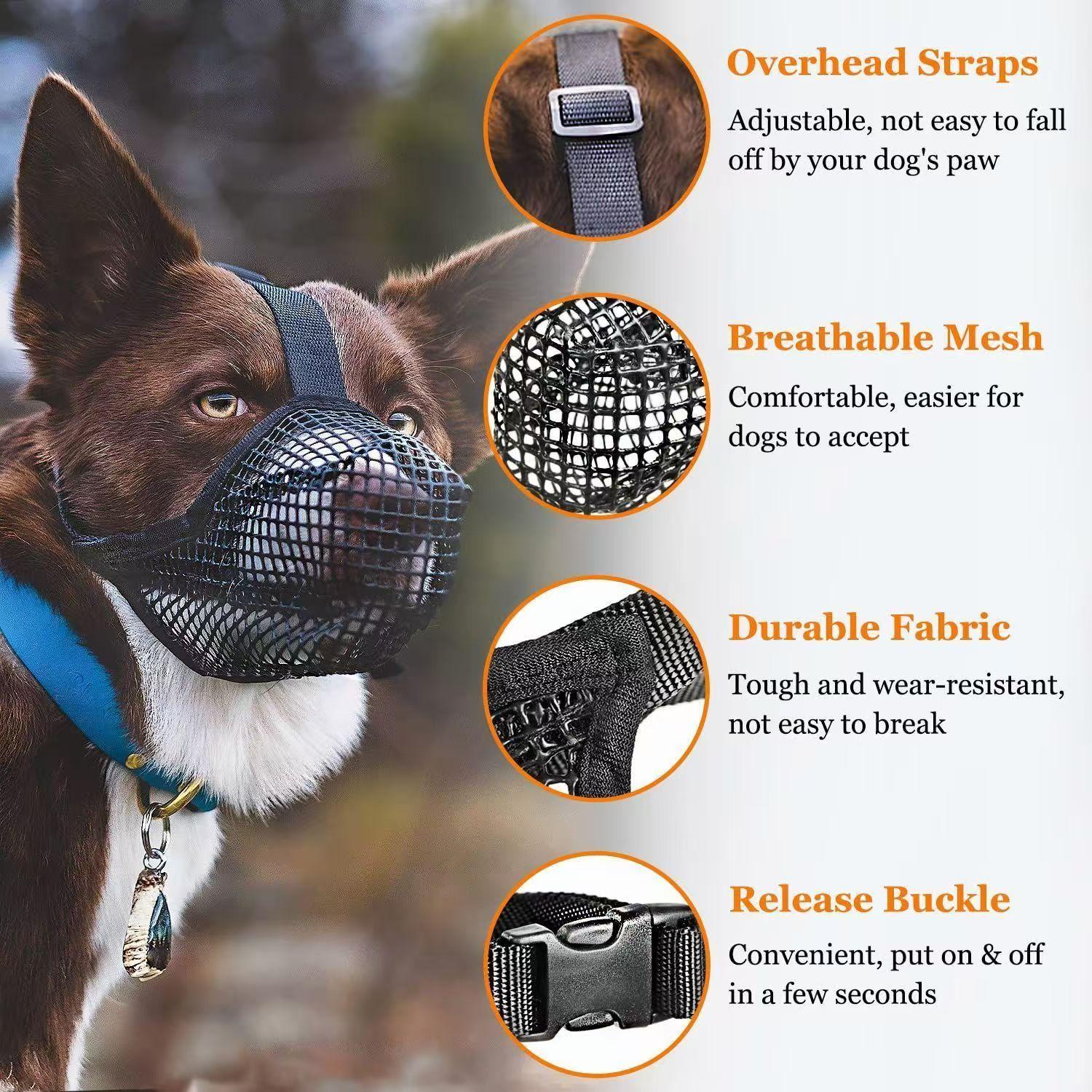 

Dog Muzzle Mesh Large Dog Breathable Grid Prevent Random Eating Stop Barking Golden Retriever Dog Mouth Cage Pet Mask S чёрный