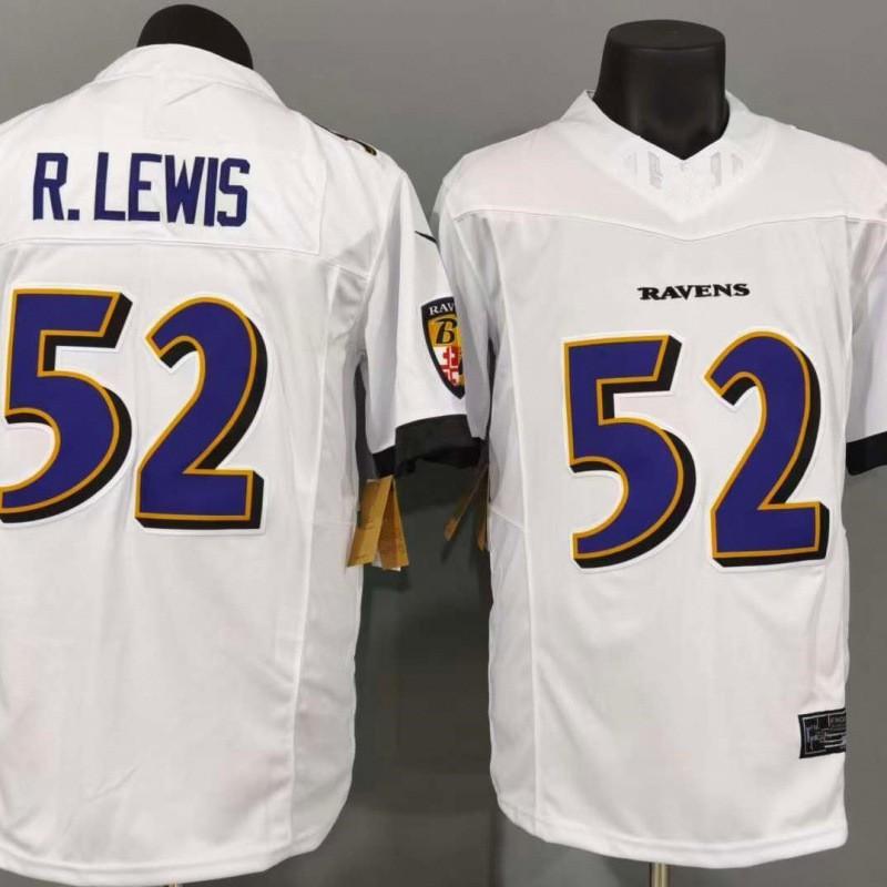 Embroidered Football Jersey 3rd Generation Baltimore Ravens 52 R.Lewis White Shirt
