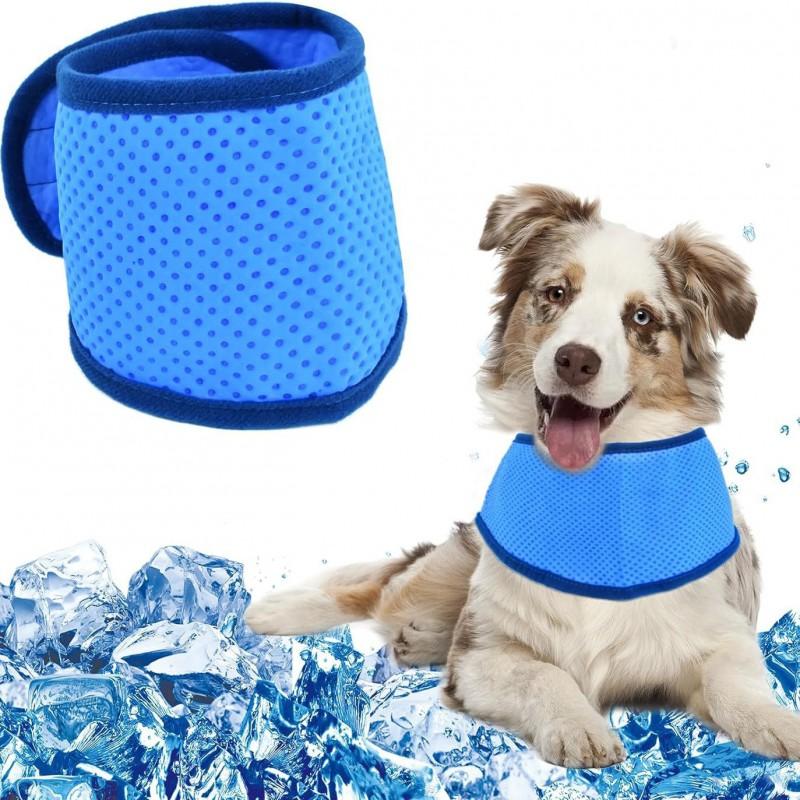 Cooling Neck Wrap Cats Dogs Pet Scarf Ice Gel Comfort Bandana In Blue Green Pink