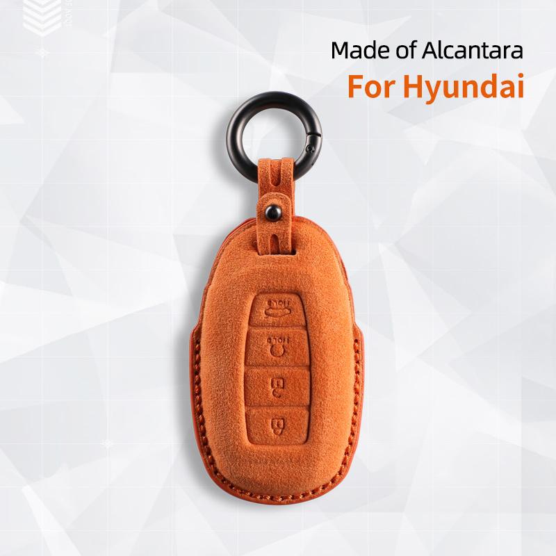 Alcantara For Hyundai Solaris Azera Elantra KONA Grandeur IG Accent Santa Fe Car Key Case Accessories Keychain Shell 2025 2025