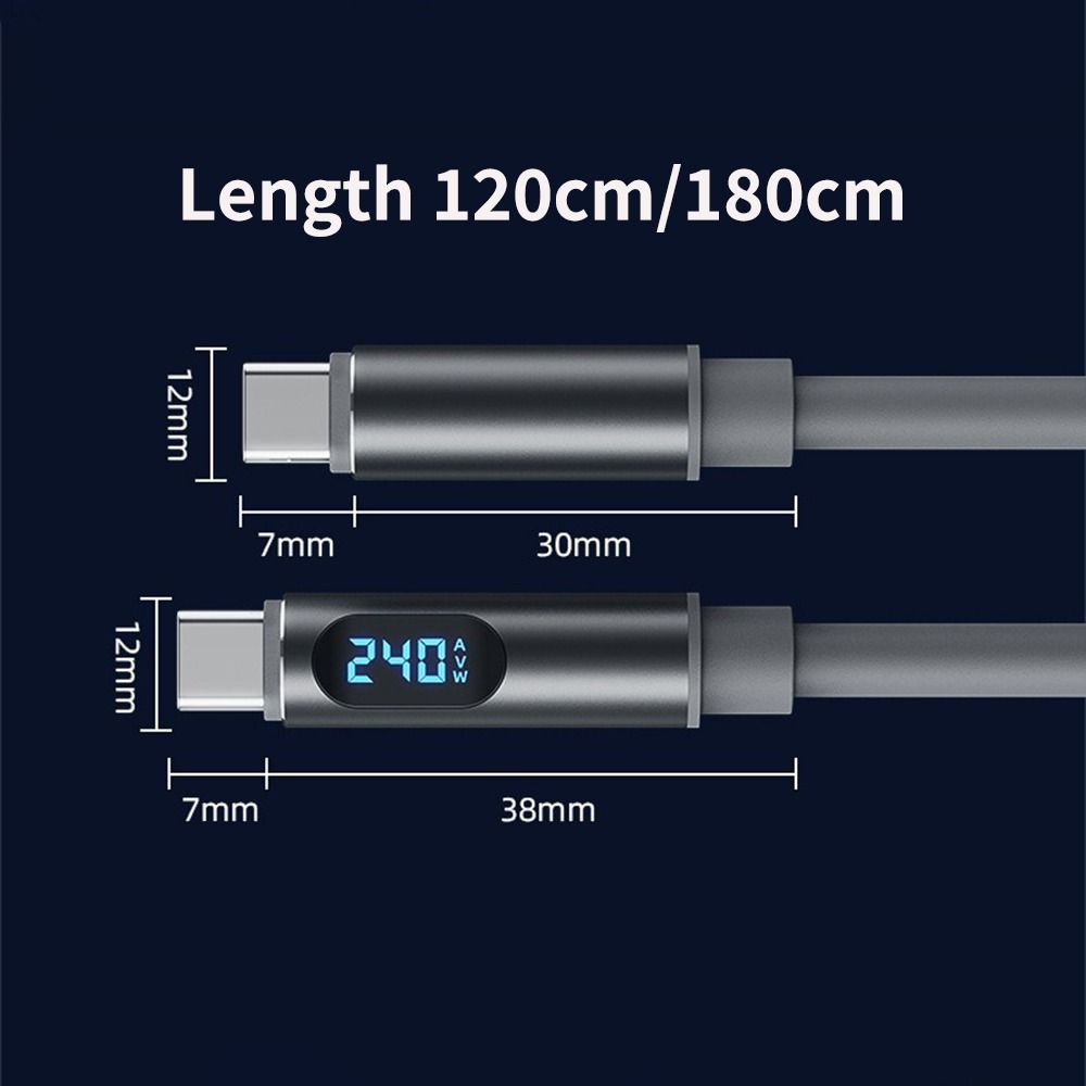 1.2m/1.8m 240W Super Charging Cable Type-C To Type-C Type-C Cable Durable Charging Cable Adapter