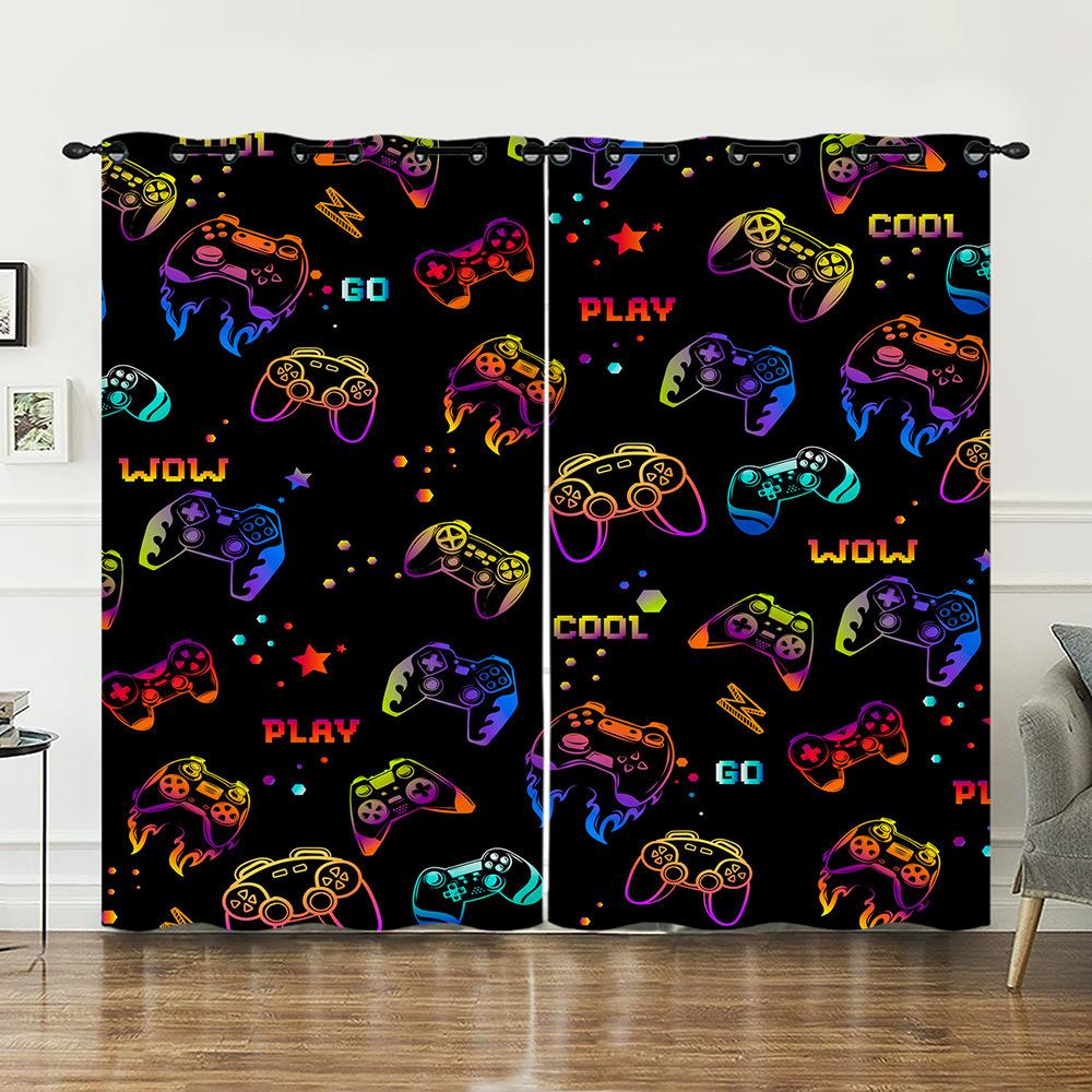 Curtain Gamepad Game Console Sunshade Digital Printing Curtain Blackout No Punching