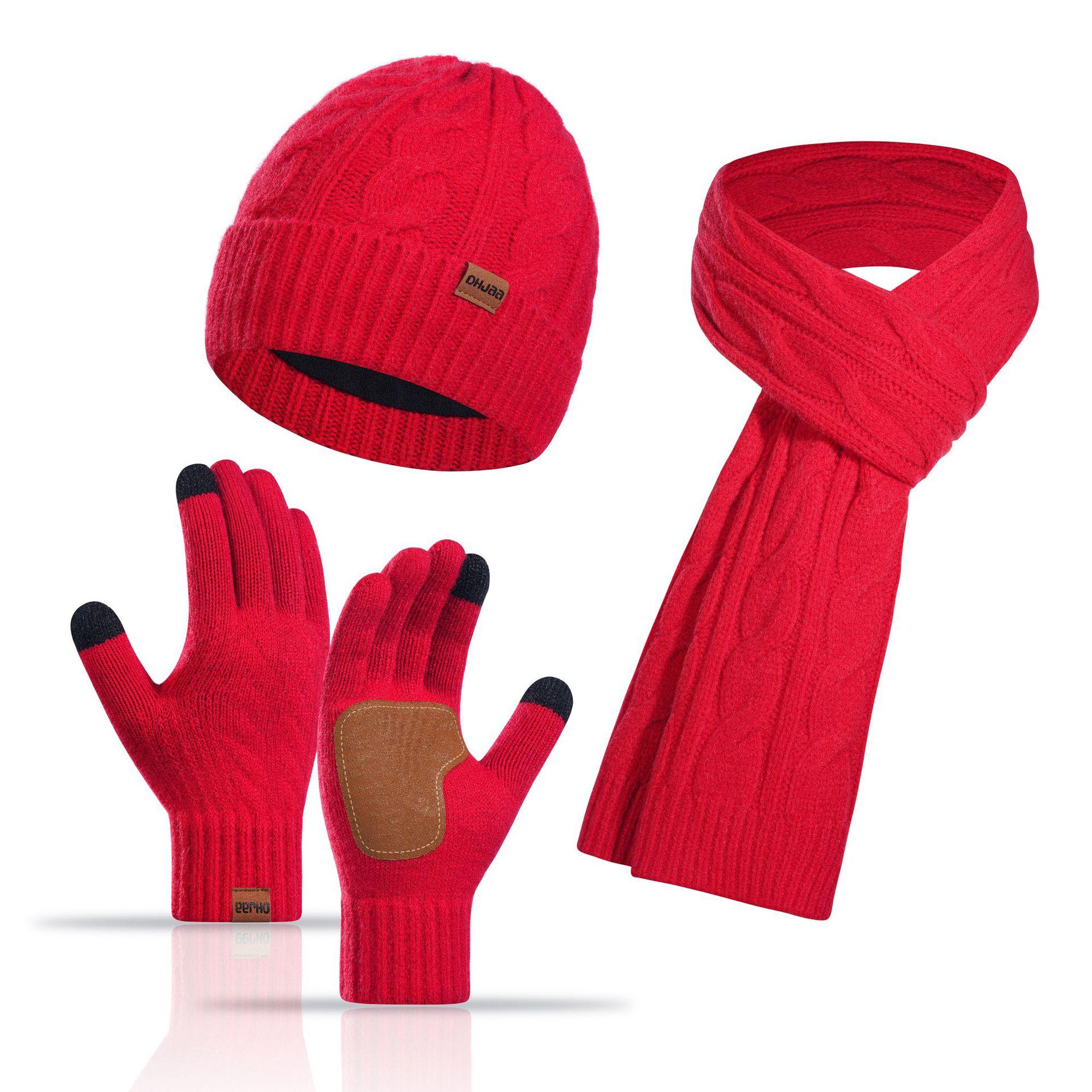 

Шапки мужские и женские осенне-зимние из толстой шерсти с косичками, флисовые вязаные зимние шапки, перчатки, шарф, теплый комплект