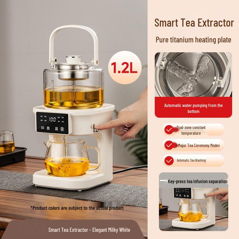 Automatic Tea Brewer: High Borosilicate Glass & Pure Titanium Tea Kettle with Water Vapor Spray Technology