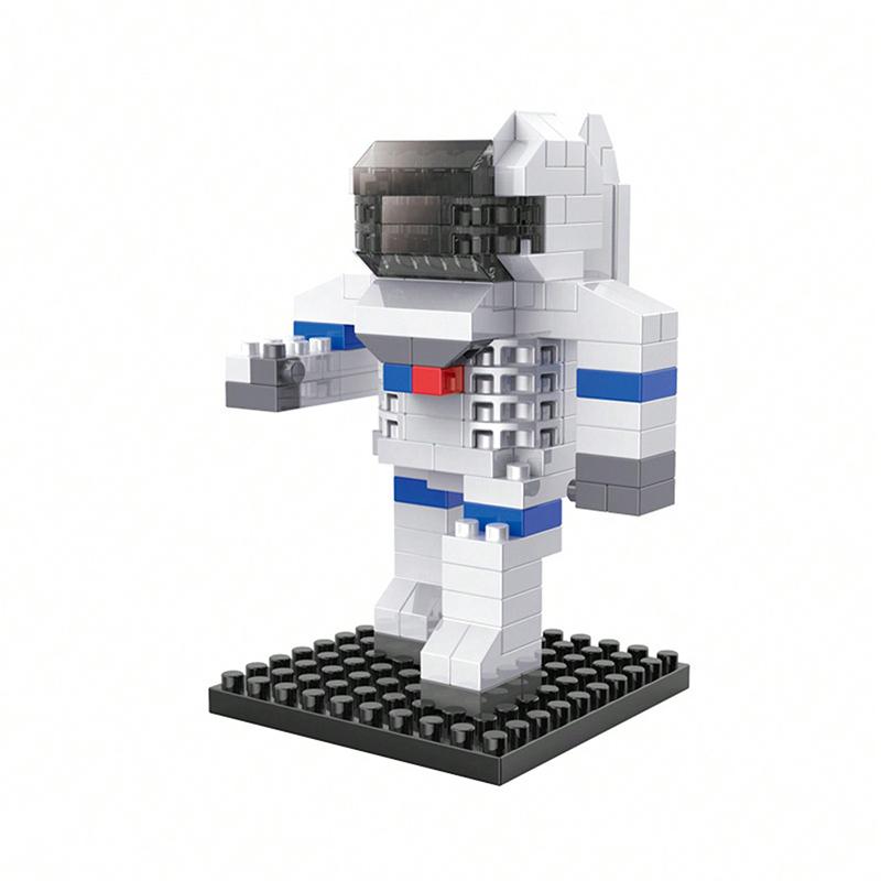 Creative Cartoon Space Aerospace Series Astronaut Aviation Rocket Micro Building Blocks DIY Assembly Model Kids Educational Toys