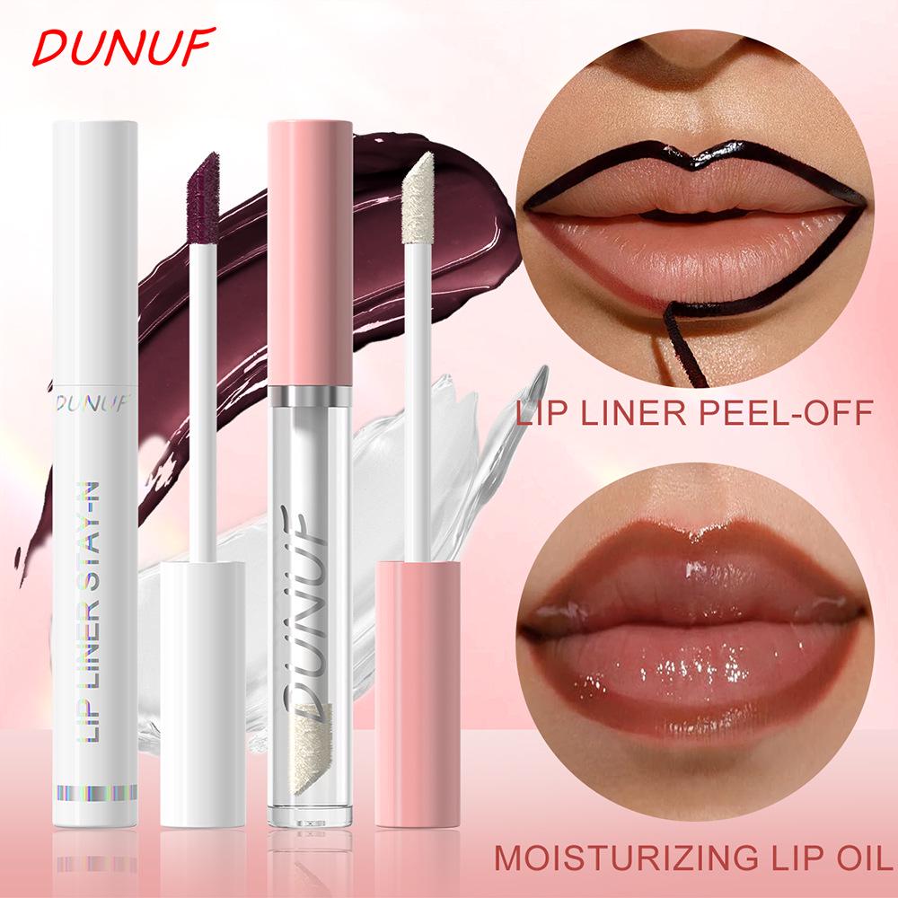 DUNUF 2-Piece Set: Long-Lasting Moisturizing Lipstick & Non-Stick Lip Oil