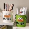 Cartoon Pen Holder Retro Bucket Shape Desk Organizer Large Capacity Storage Holder for Pens Pencils Makeup Brushes