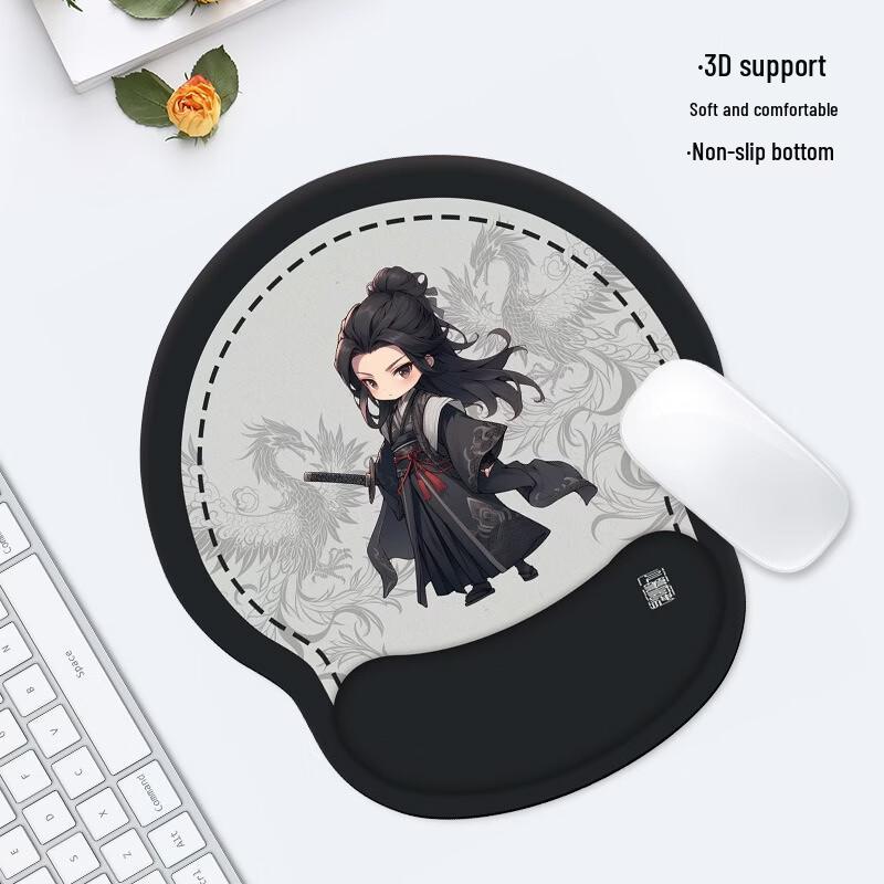 Fumede Black Silicone Wrist Rest Mouse Pad - 2 Pack