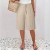 Solid Color Casual Mid Length Womens Five Point Pants