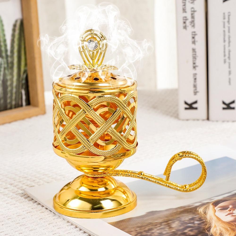 Traditional Middle Eastern Arabic Incense Stove Handheld Gold Aromatherapy Furnace  Hotel