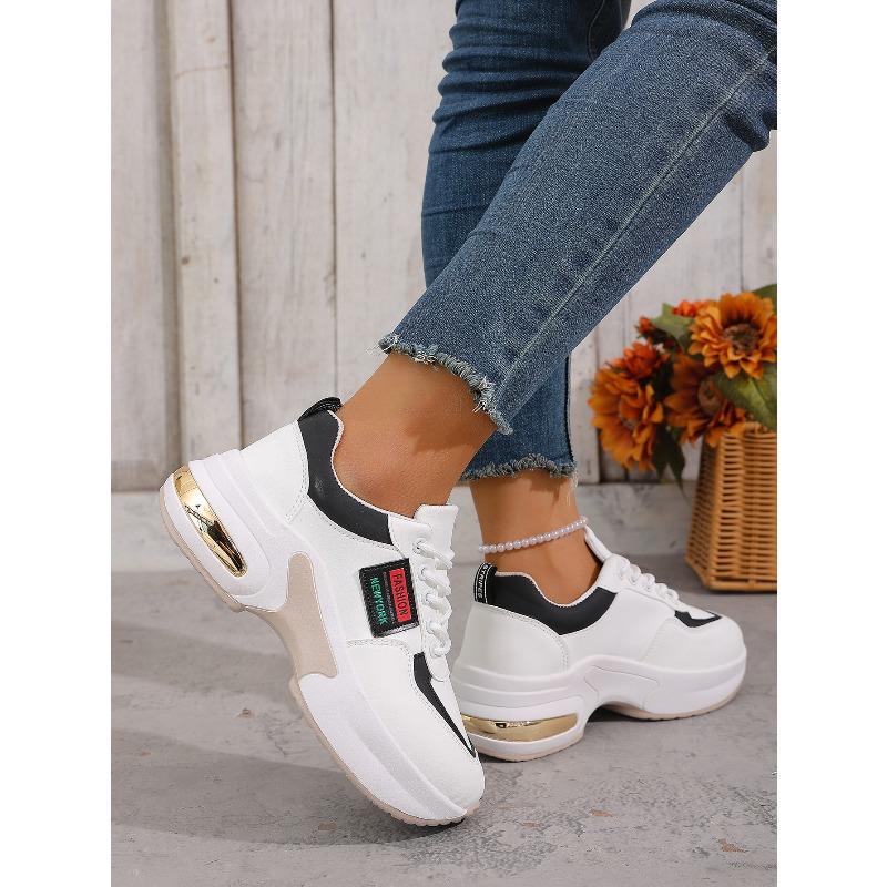 Women's Spring Lace-Up Thick-Soled Casual Sports Shoes, European Style Comfortable Footwear, Available In Large Sizes.