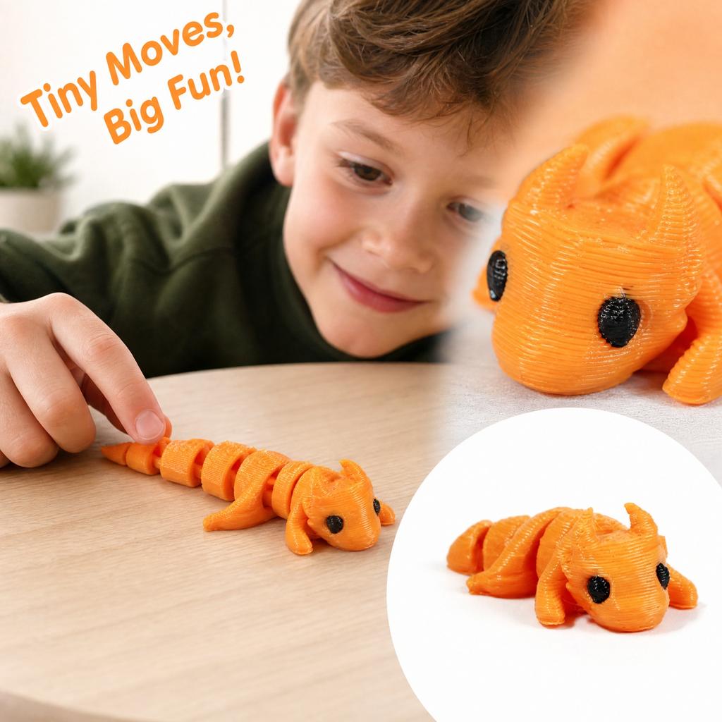 3D Printed Articulated Dinosaur Toy with Movable Joints for Kids Creative Play - Dinosaur