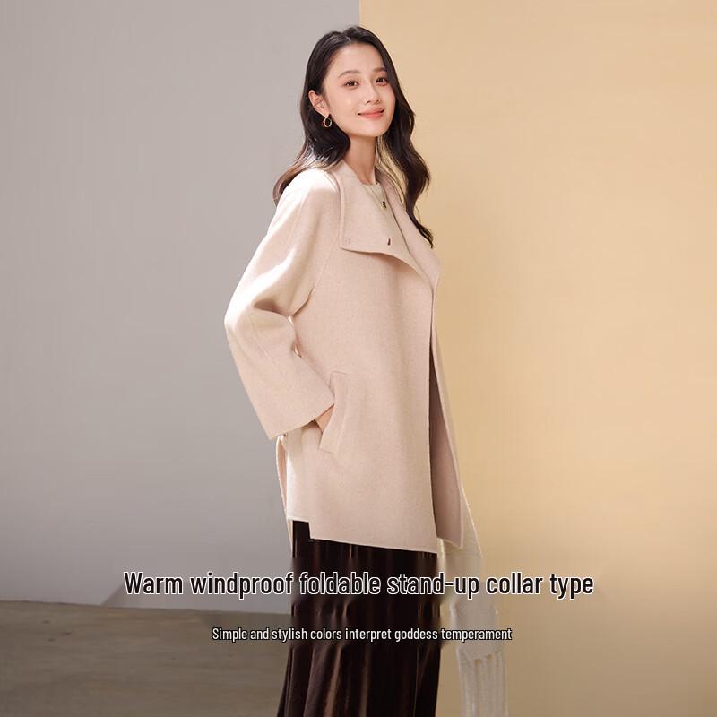 Xiangying Women s Double-Faced Wool & Cashmere Blend Winter Coat L