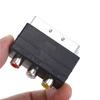 1PC Silver SCART To 3 RC Composite Phono Adaptor Converter + In / Out Switch