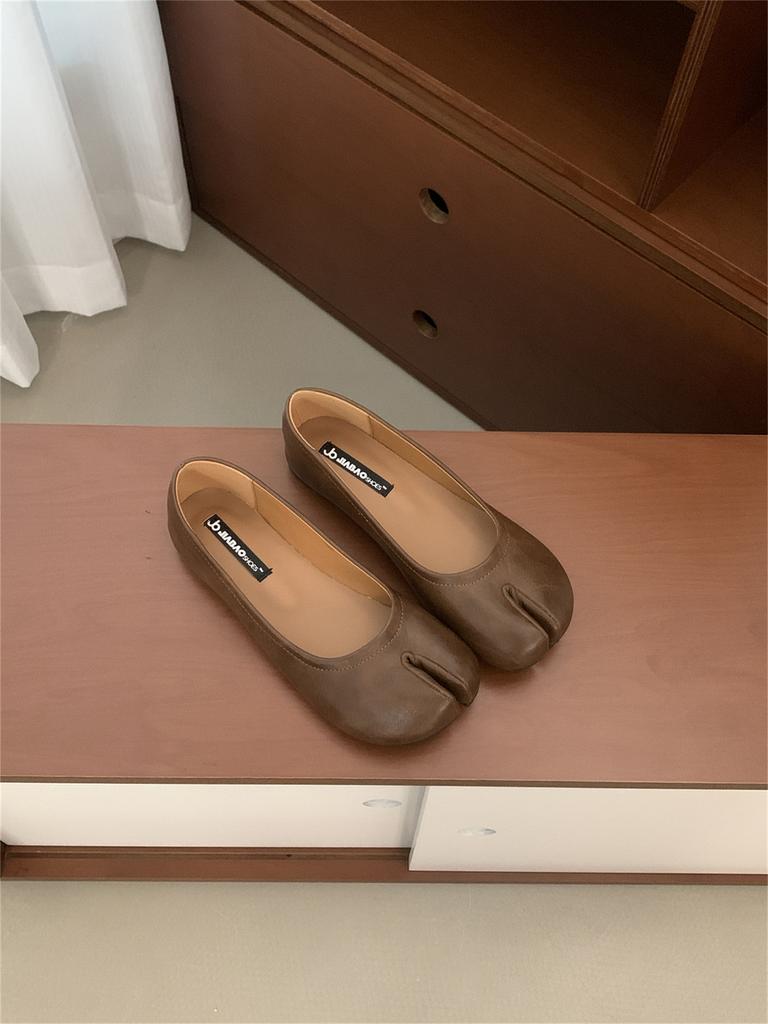 Pig'S Trotters, Split-Toed Horseshoe Shoes, Women'S Single Shoes, Spring And Autumn Evening Shoes, Doudou Shoes, One-Pedal Flats