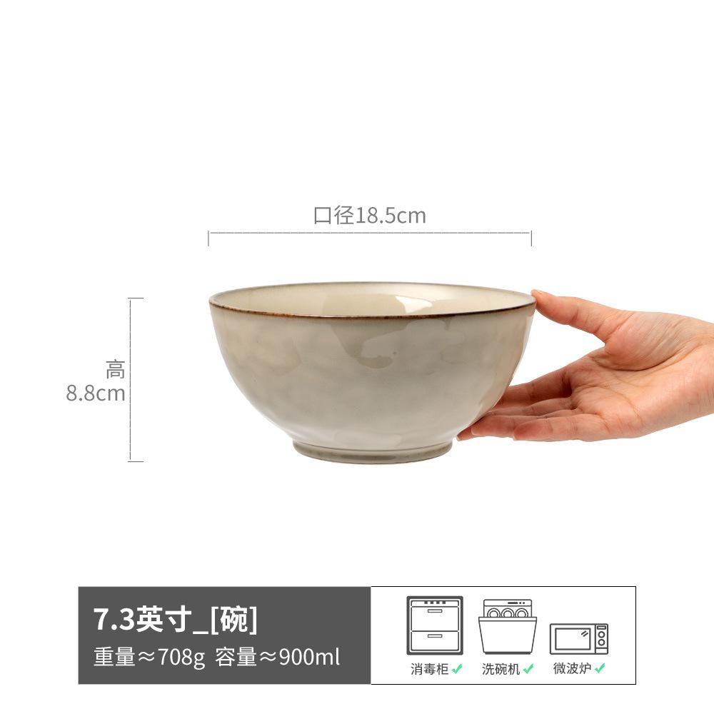 Minimalistischer Stil Ofenbrand Keramikschale Haushaltsschale Nudelschale Geschirr Schale Große Kapazität Strich Salatschüssel Restaurant Tiefe Schale