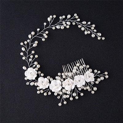 Gioielli per capelli da sposa di lusso per sposa Pettine per capelli di perle Accessorio per capelli fatto a mano
