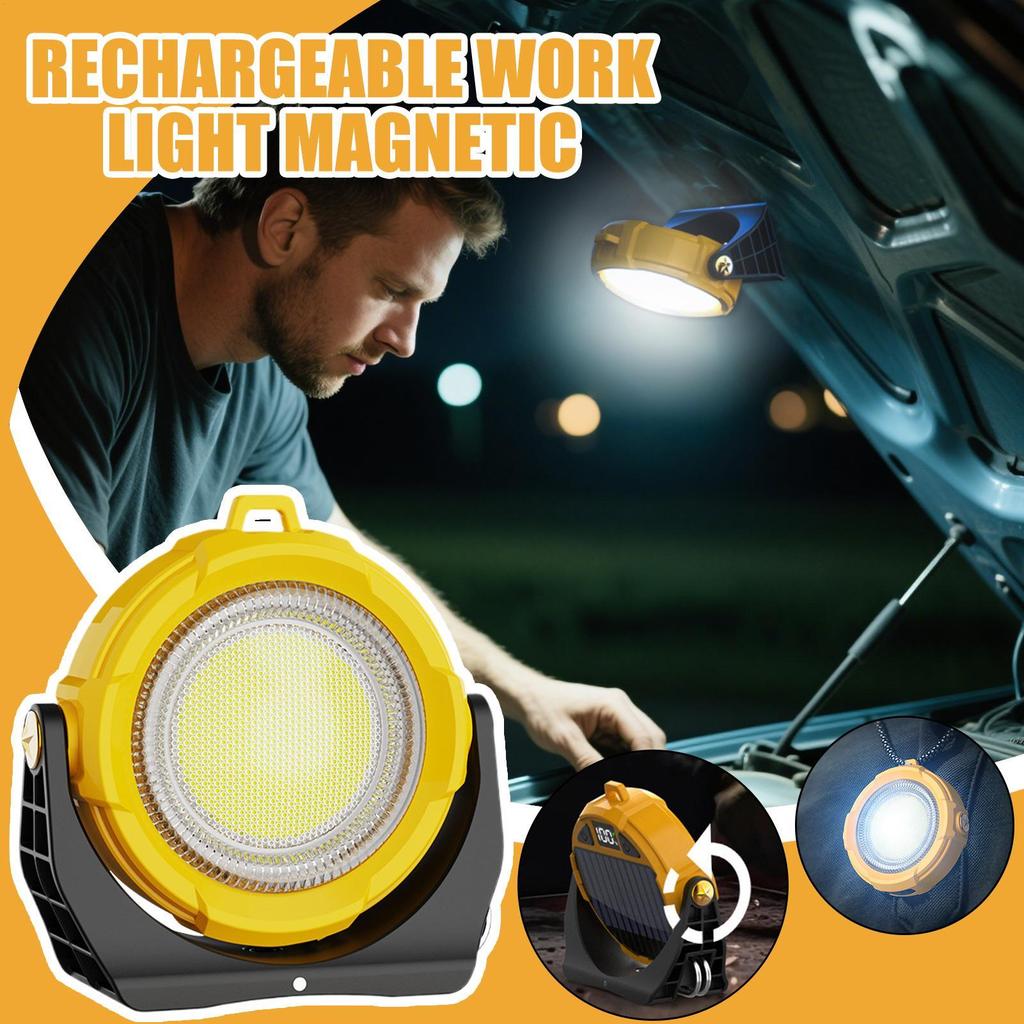 LED Work Light RGB Magnetic Flashlights Mechanics Waterproof Bright Solar LED Lamp Multi-mode For Workshop Camping Job Site