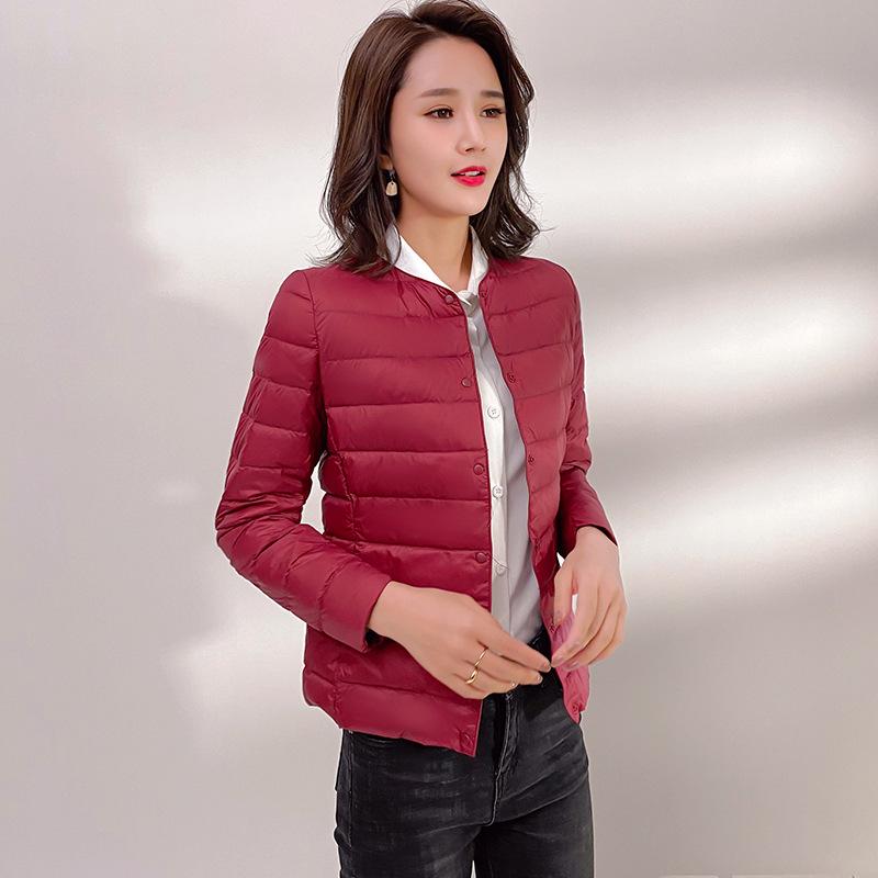 Women's Winter 2026 Down Jacket: 90% Down, Solid Color, Round/V-Neck, Long Sleeve, Plus Size Outerwear