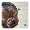 Sea Drop Kanzashi Hairpin with Luminous Firefly Glass, Miyako Marine 14mm, Glow-in-the-Dark, Gold, Single-Prong Hair Stick, Japanese Style Hair