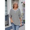 Tricou nou de primăvară și vară pentru femei, cu dungi contrastante, larg, cu mâneci scurte