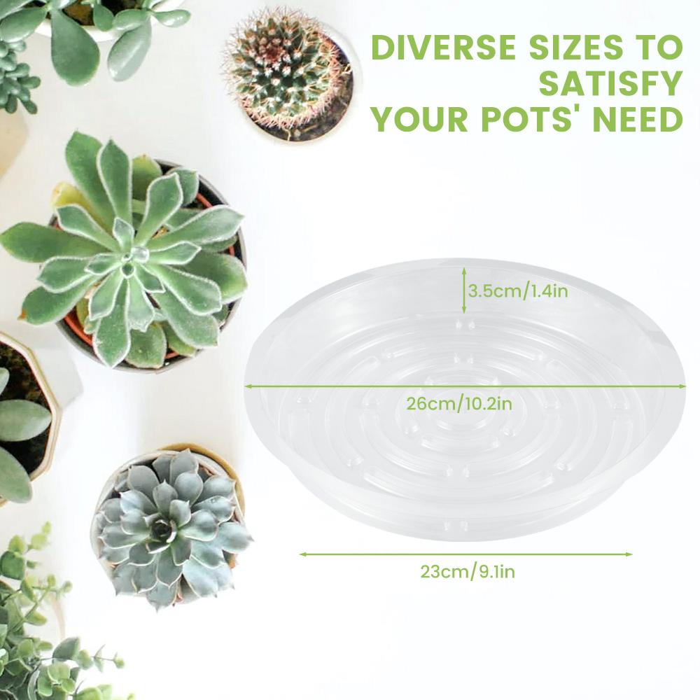 10pcs Clear Plant Saucers Round Sturdy Plastic Flower Pot Garden Plant Care Transparent Drip Trays Set 6/8/10 Inch Selectable
