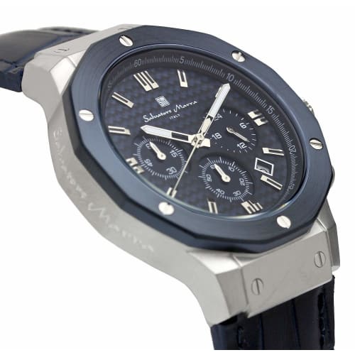 Salvatore Marra Men's Blue Chronograph Watch, Water Resistant to 10 ATM, Perfect for Business and Formal Wear