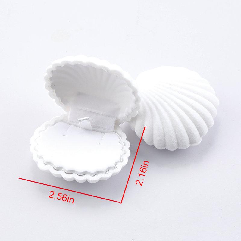 Velvet Shell Jewelry Box White Shells Shaped Earring Ring Storage Case Showcase Display Organizers Decorative Holder Small Gifts Boxes