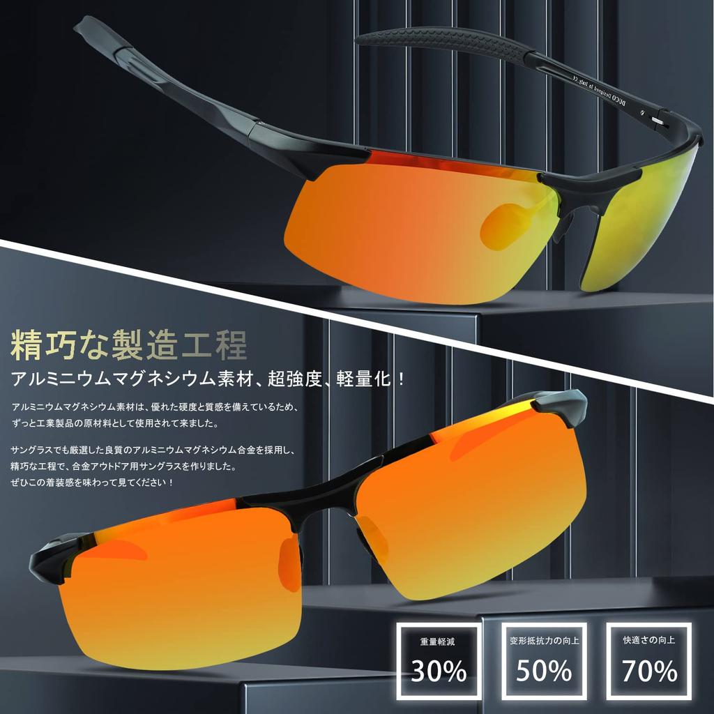 DUCO Polarized Sports Sunglasses with UV400 Made of for and Golf Men's Protection, AL-MG Alloy, Ultra-Lightweight, Driving, Cycling, Fishing, Running,