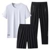 Men's Summer Quick-Dry Ice Silk Sportswear Set: Loose Short-Sleeve Top and Long Pants