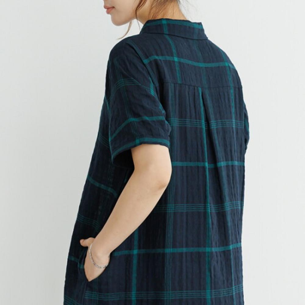 Dedra Women S Nitzuban Open Check Linen dreSS Opf3066
