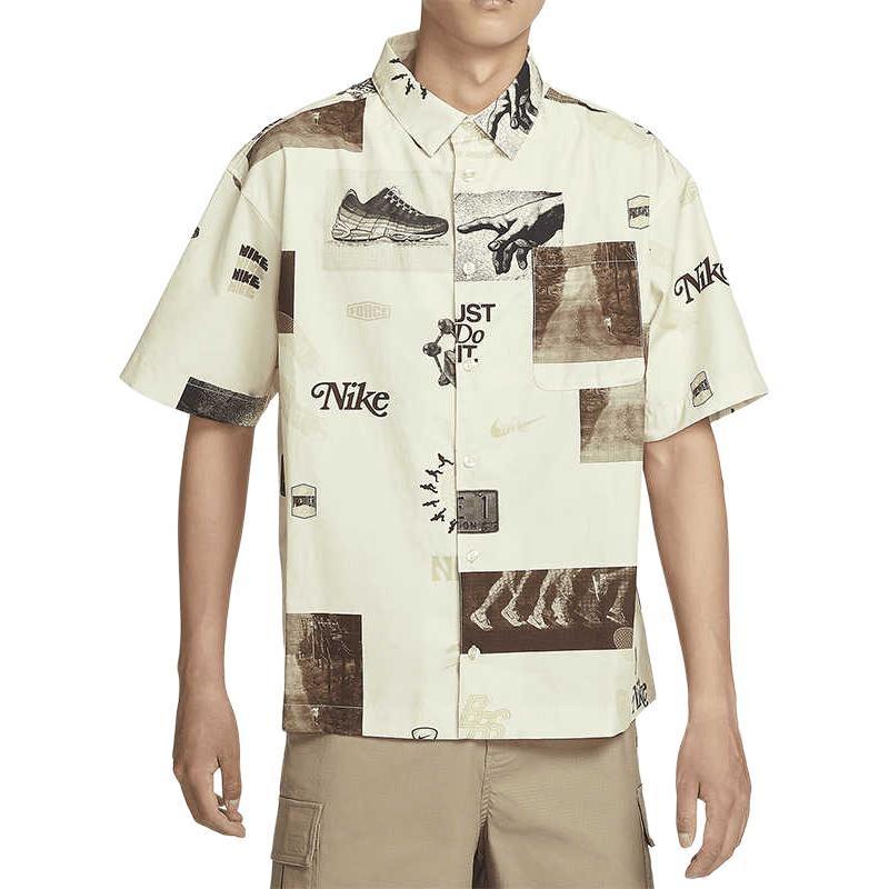 Nike Woven Print Polo Short Sleeve T-Shirt for Men in Coconut Milk Color