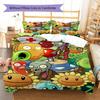 Zombie Plant Fight Pattern Bedding Quilt Set Quilt Cover Pillowcase Home Decoration Gift (1 * Duvet Cover + 2 * Pillowcase, Without Core)
