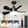 Small Ceiling Fan with LED E27 Lamp 40 Cm – Remote Control, 3 Speeds, Dimmable, Black