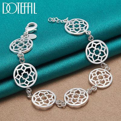 Round Pattern Bracelet Romantic Gift Silver Fashion Jewelry