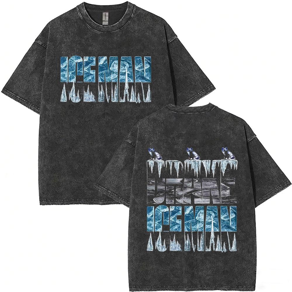 T-shirt Grafica Album ICEMAN Rapper Drake Vintage Lavato Uomo Donna Moda Hip Hop Oversize T-shirt Maschile Casual T-shirt in Cotone