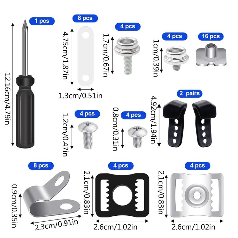 31Pcs Helmets Repair Kits Football Helmets Hardware Clip Screws Nut Straps Adapter