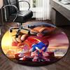 1pc Sonic the Hedgehog Anime Cartoon Design Round Carpet  Office Chair Mat, NonSlip Rug for Home Decor, Living Room, Bedroom