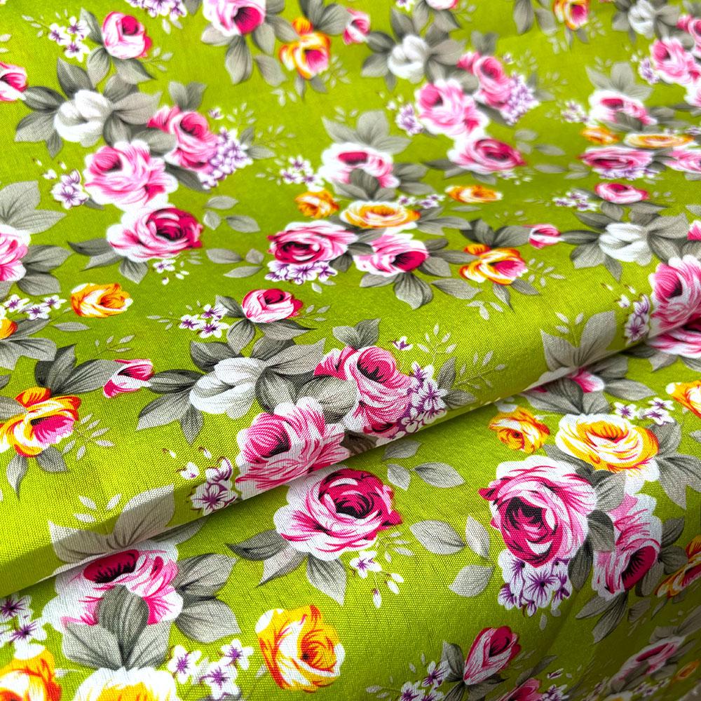 Rosenblüten Baumwoll-Poplin Druckstoff Zum Nähen Kopftuchstoff Frühling Hemd Damenbekleidung Handarbeit DIY Basteln Pro halber Meter