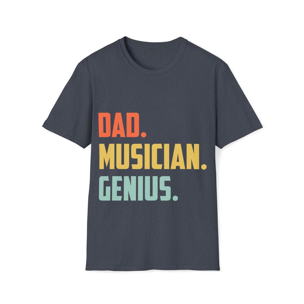 Dad Musician Genius T-Shirt, Retro Text Musician Dad Tee, Father's Day Gift for Dad, Guitarist Drummer Dad Unisex Tee