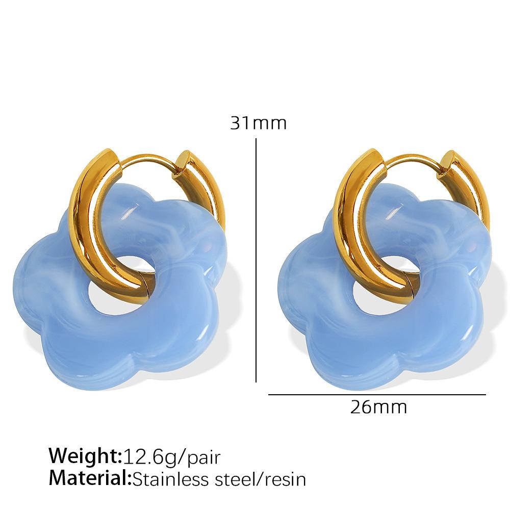 Dopamine Flower Ear Buckle Earrings Titanium Steel Stylish Simple Camellia Earrings Pastoral Jewelry
