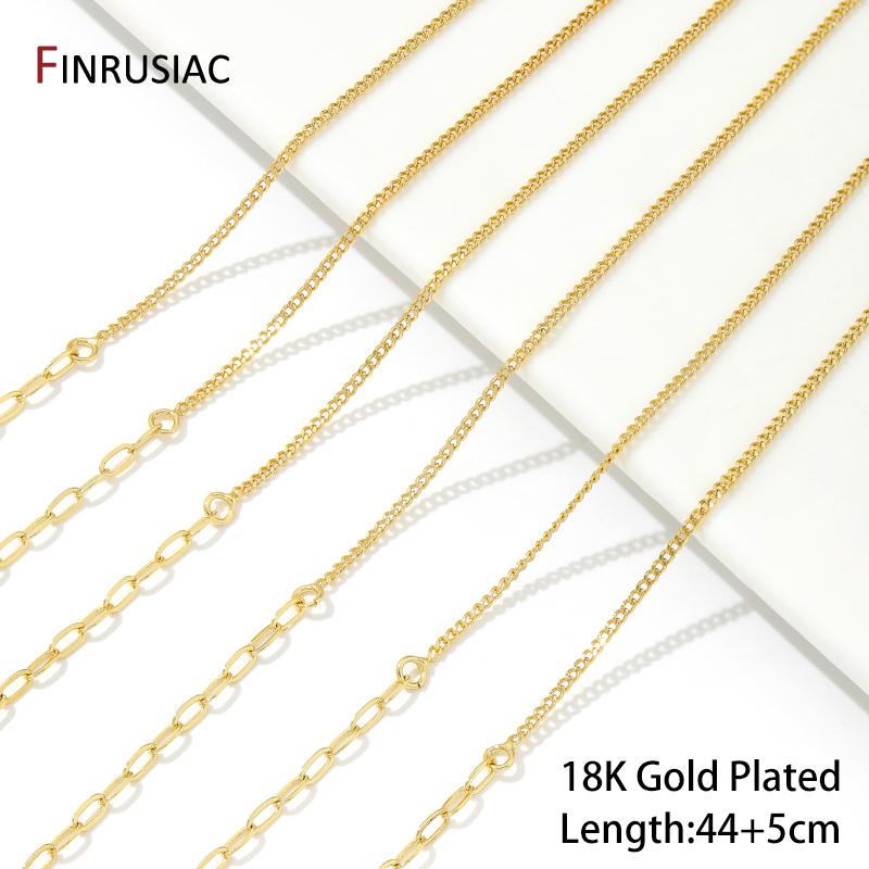 Позолоченная латунь 18 карат Звенья-скрепки Цепочка-ожерелье Шармы Для DIY Чокеров Ожерелий Изготовления Бижутерии Поделок 1 piece