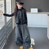 Girls' 3-Piece Autumn Set: Vest, Base Shirt & Plaid Pants for Big Kids (2025 Fashion)