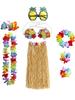 8 teile/satz Hawaiian Luau Hula Gras Rock mit Große Blume Kostüm Set für Tanz Performance Party Dekorationen Gefälligkeiten Liefert