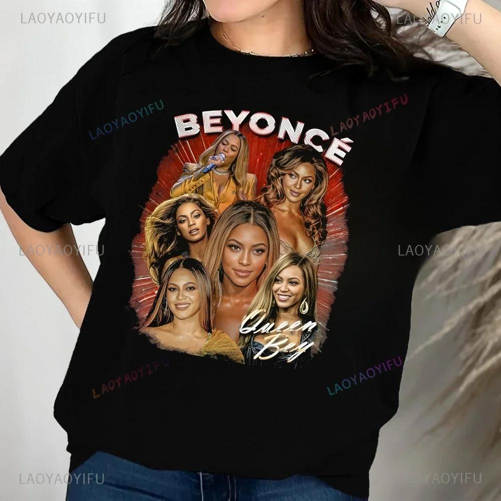 Singer Beyonce Giselle Knowles Printed T-shirt Neutral Trend Harajuku Short Sleeve Unisex Shirt