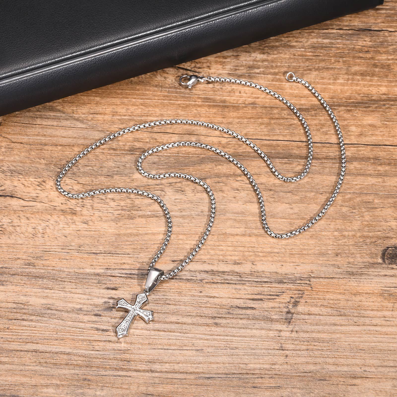 

Ожерелье с крестом для мужчин, ожерелья для мальчиков, снимающие тревогу, ожерелье с подвеской из нержавеющей стали для мужчины, парня, папы, подарок, матовое черное украшение на шею