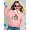Girls' Long-Sleeve Casual Crewneck Sweatshirt | Just Girl A Hamster With Tea, Perfect For Outdoor Sports And Everyday