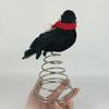 Halloween Crow Tree Topper Mini Crow Treetop Ornaments with Red Scarf And Fuzzy Pompom Ball for Christmas Halloween Party Supplies