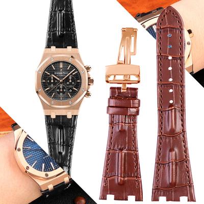 Erste Schicht Rindsleder Uhrenarmband für AP Aibi 15703 26471 26474 Royal Oak Offshore Serie 28mm Uhrenzubehör für Herren Uhrenarmband