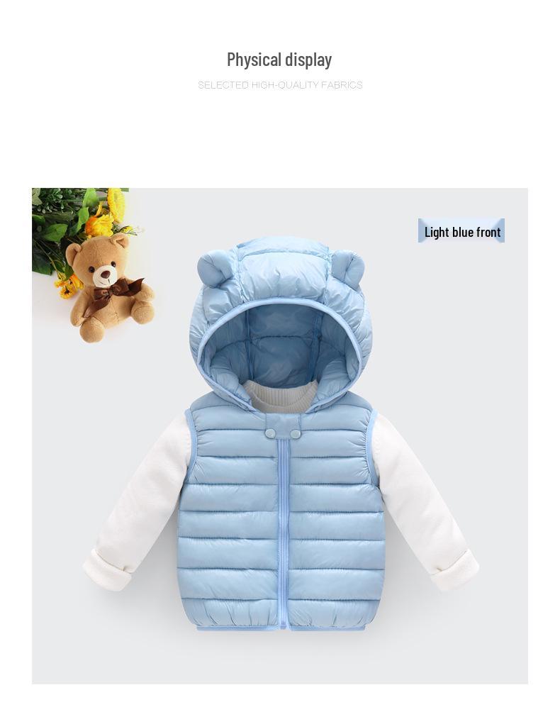 Children's Hooded Vest with Ears - Lightweight Cotton Jacket for Boys & Girls, Baby Outerwear Gilet